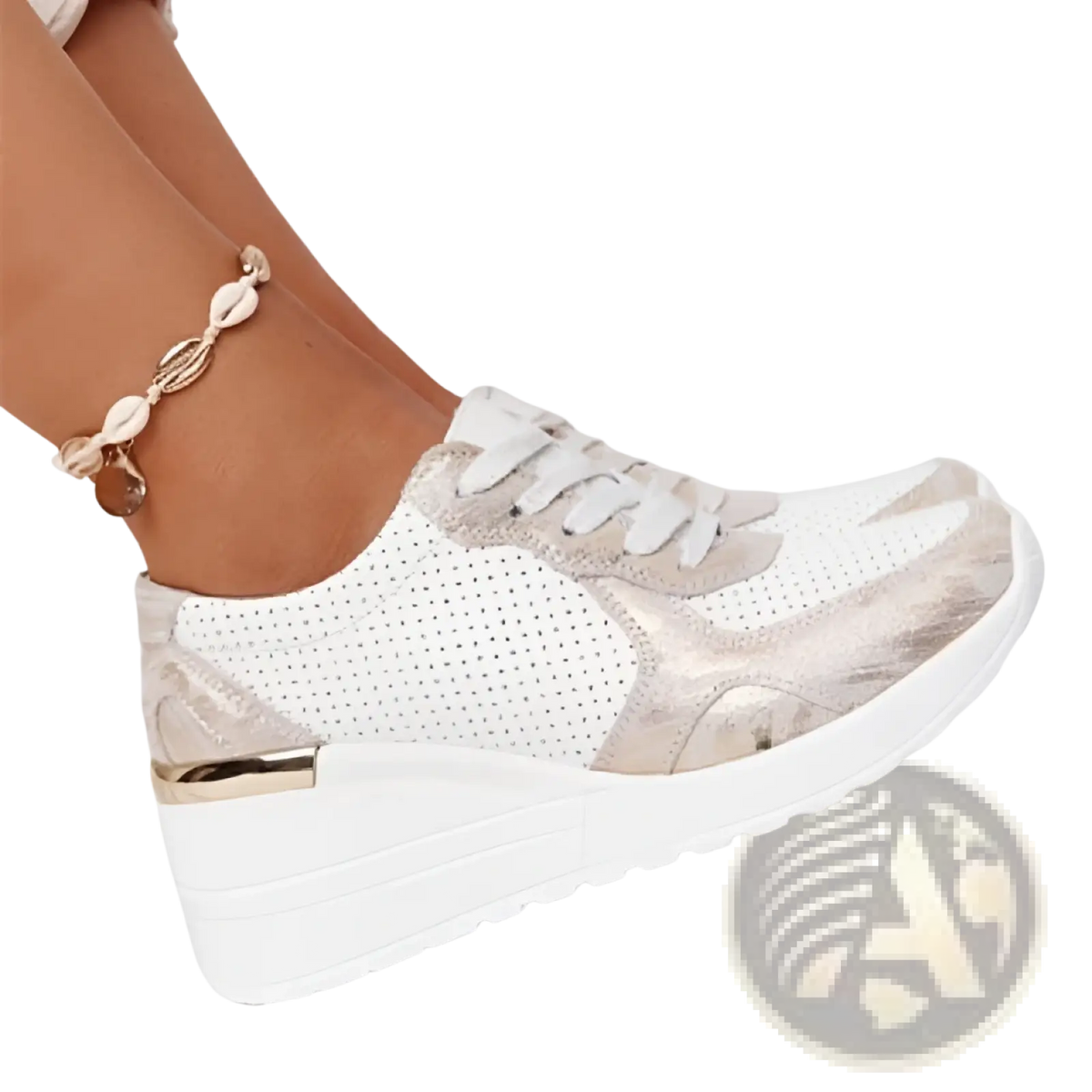 Platform Sneakers Mesh Wedge Lace Up Casual Shoes