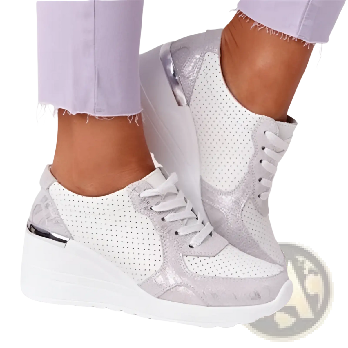 Platform Sneakers Mesh Wedge Lace Up Casual Shoes