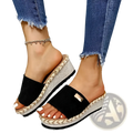 Platform Wedge Espadrille Sandals with Buckle Detail