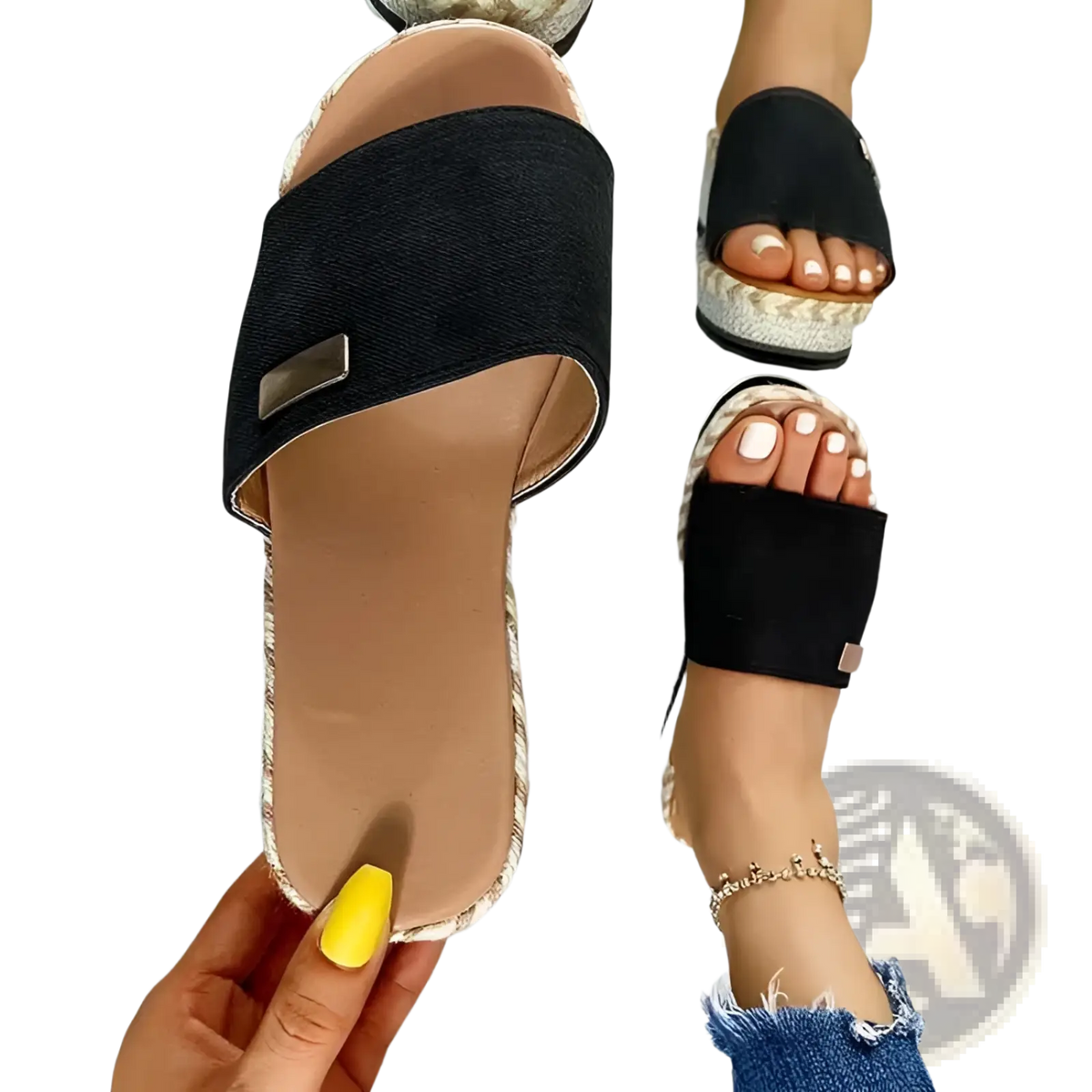 Platform Wedge Espadrille Sandals with Buckle Detail