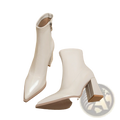 Pointed Toe Patent Leather Block Heel Ankle Boots