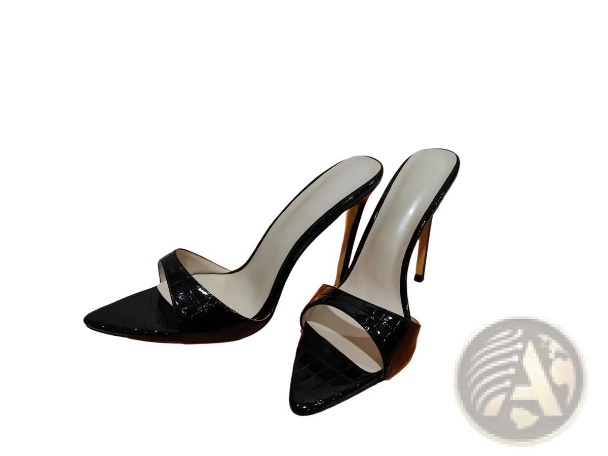Pointed Toe Stiletto Sandals Crocodile Pattern Mules