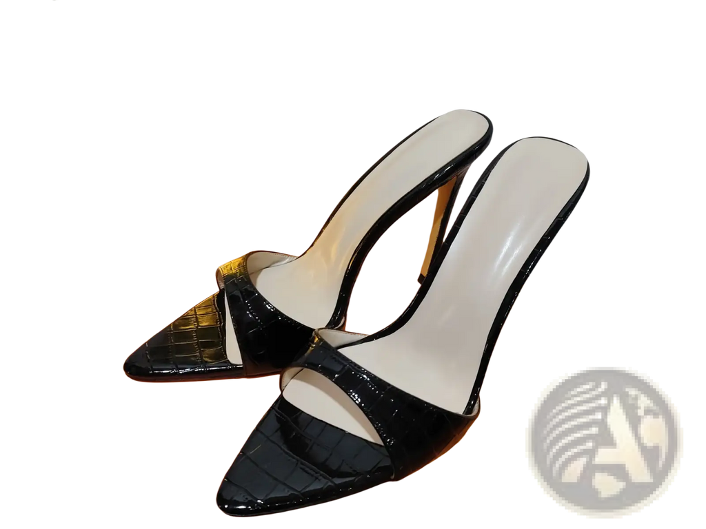 Pointed Toe Stiletto Sandals Crocodile Pattern Mules