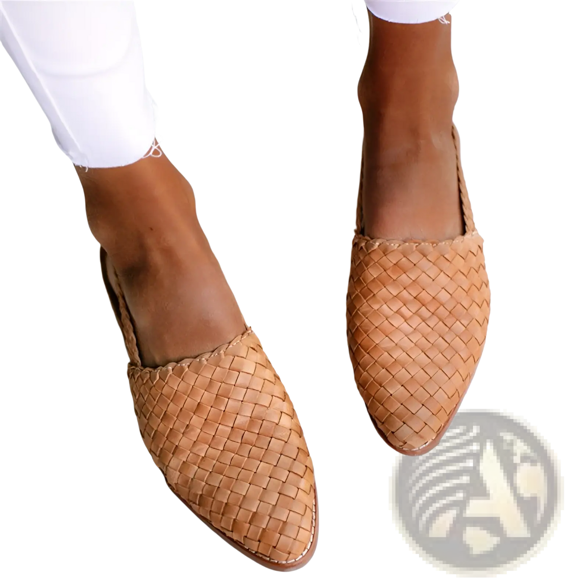 Pointed Toe Woven Buckle Flat Mule Sandals