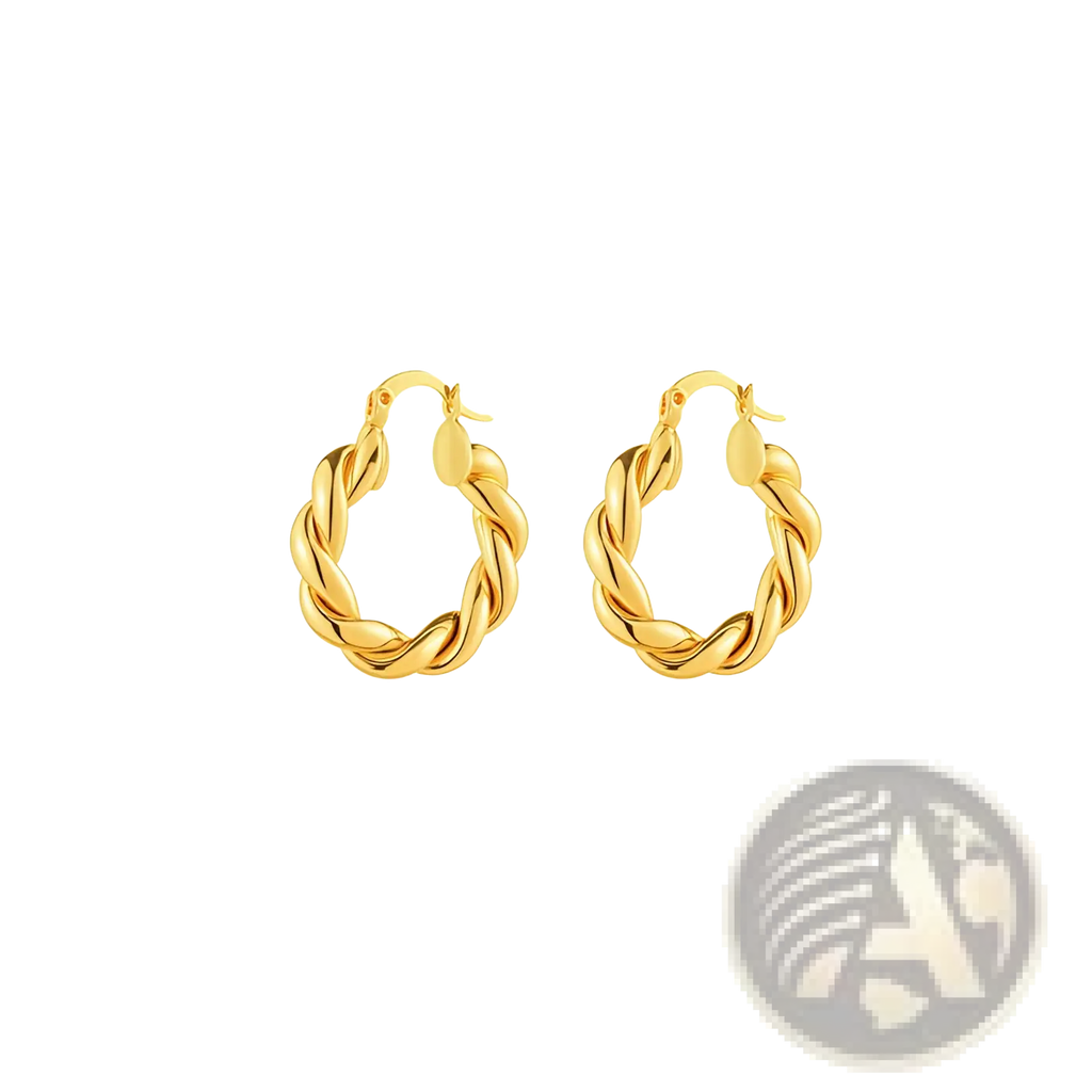 Polished Gold Twisted Rope Hoop Earrings