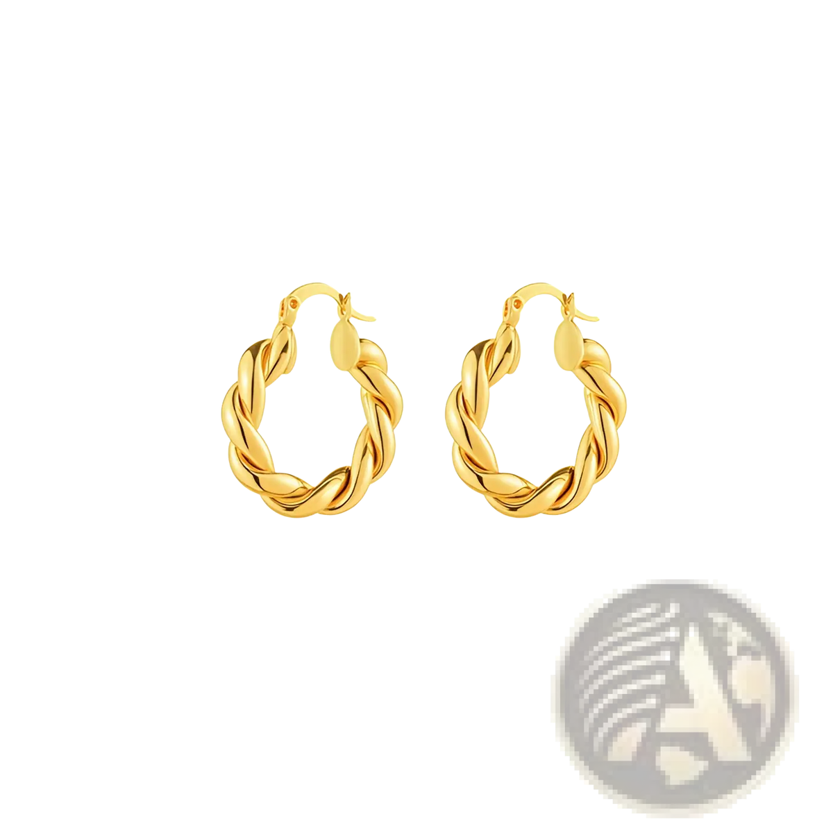 Polished Gold Twisted Rope Hoop Earrings