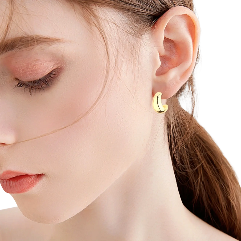 Polished Gold Twisted Rope Hoop Earrings