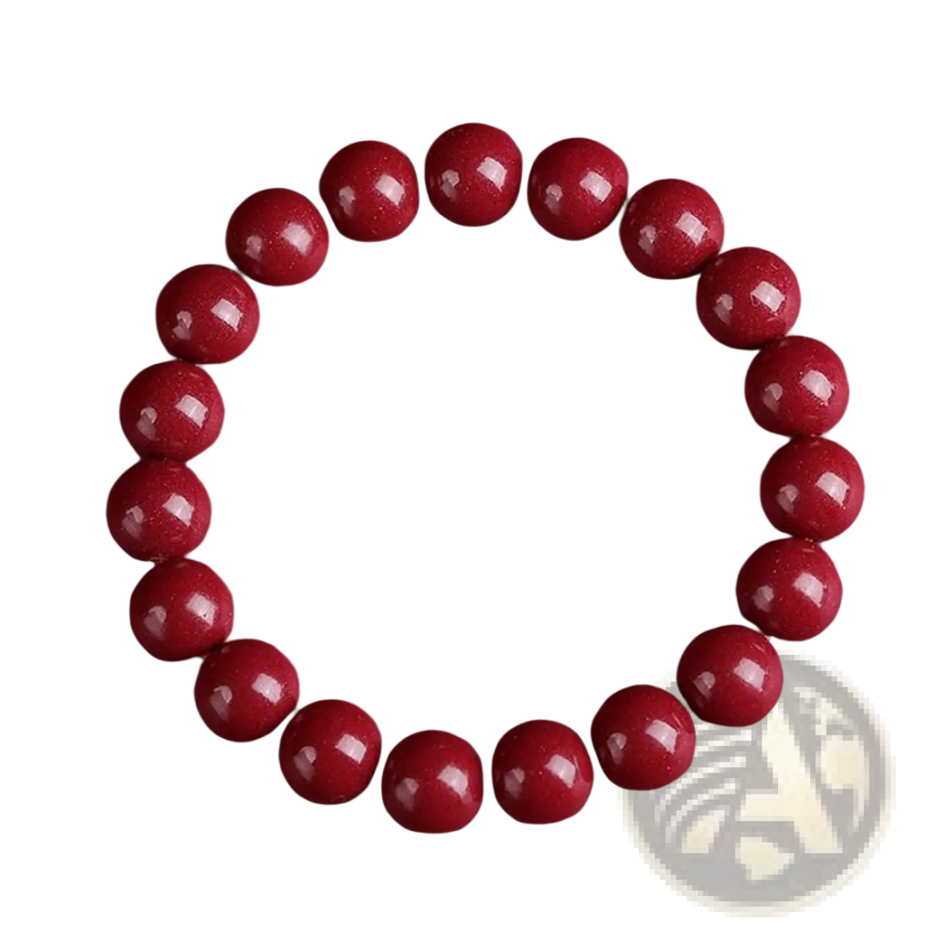Polished Red Cinnabar Spherical Bead Bracelet