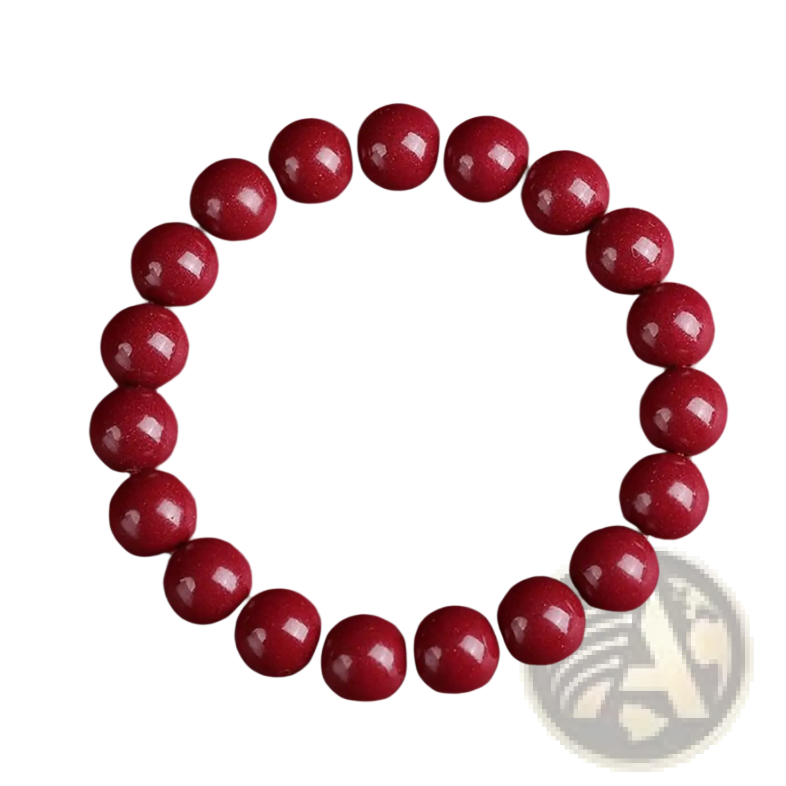 Polished Red Cinnabar Spherical Bead Bracelet