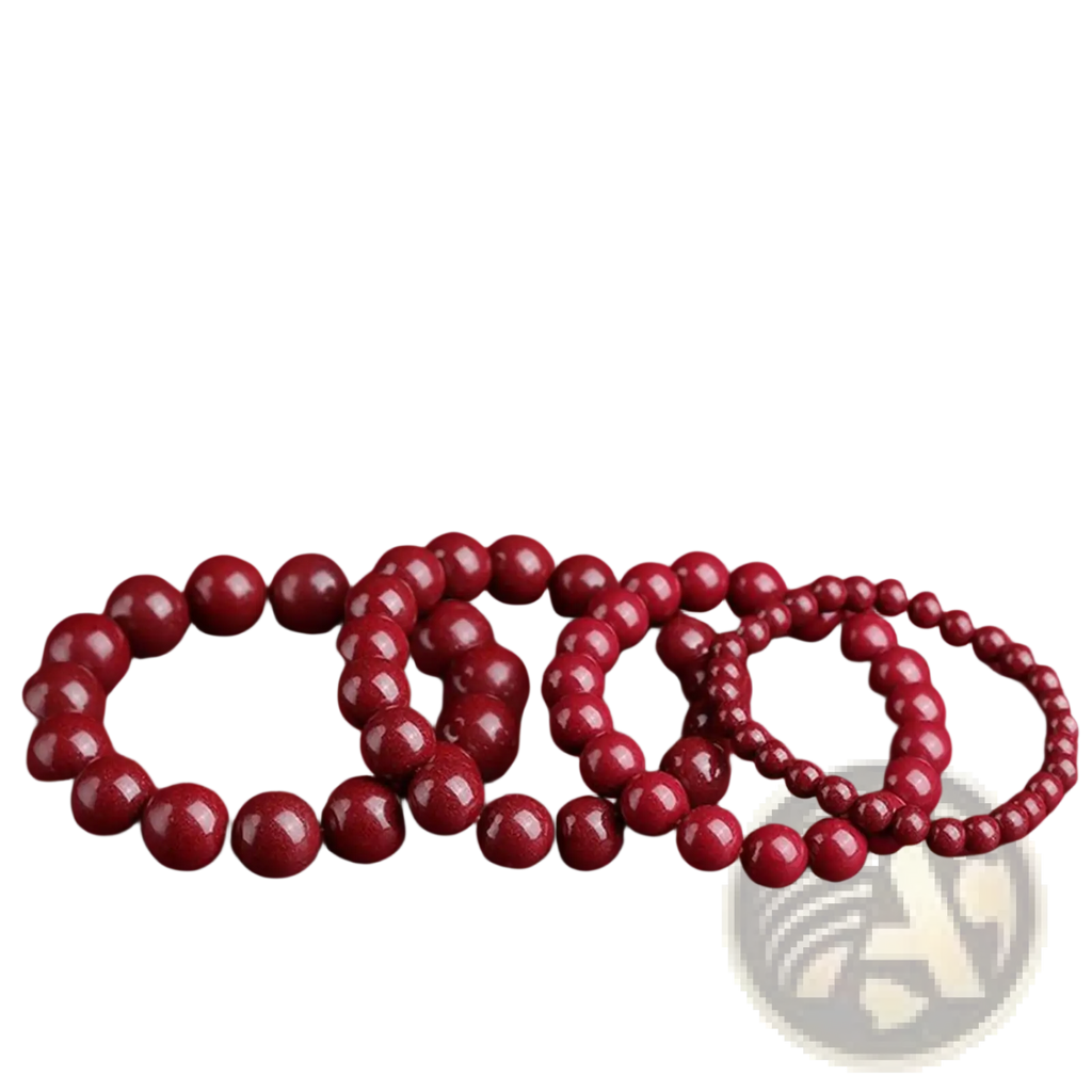 Polished Red Cinnabar Spherical Bead Bracelet