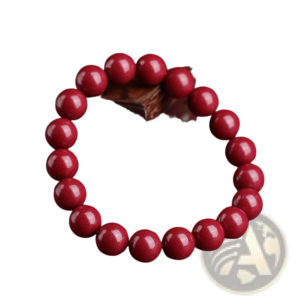 Polished Red Cinnabar Spherical Bead Bracelet