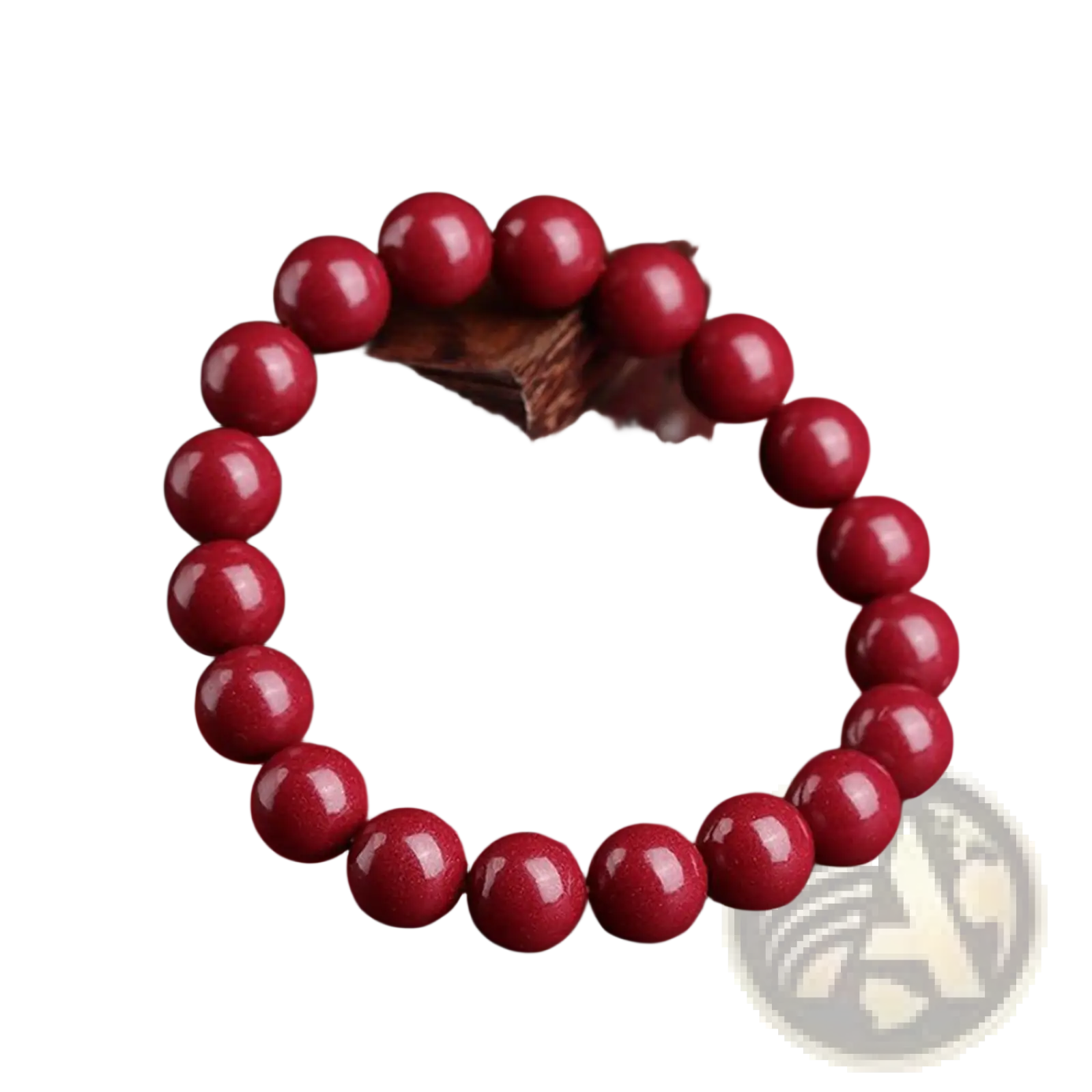 Polished Red Cinnabar Spherical Bead Bracelet