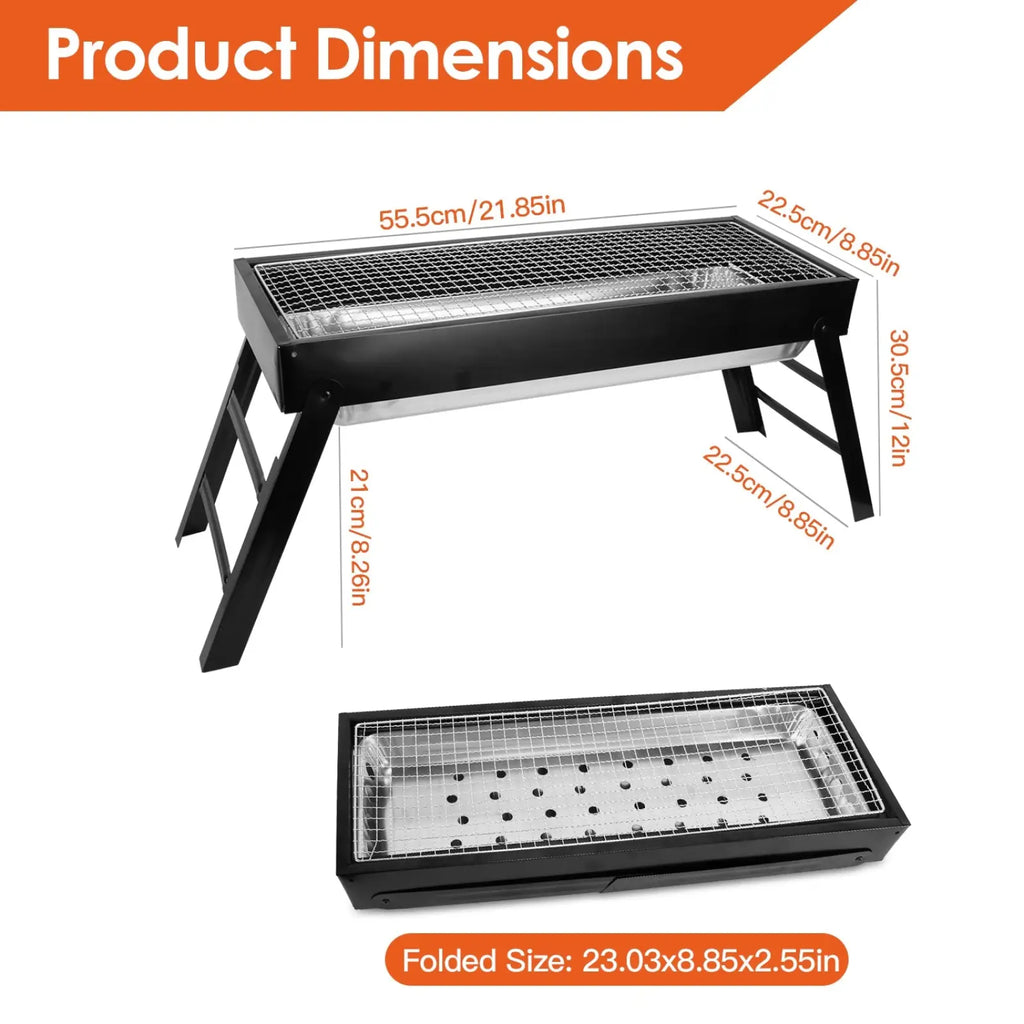 Portable Charcoal Bbq Grill Foldable Stainless Steel Net