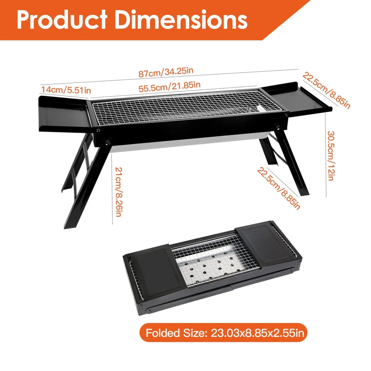 Portable Charcoal Bbq Grill Foldable Stainless Steel Net