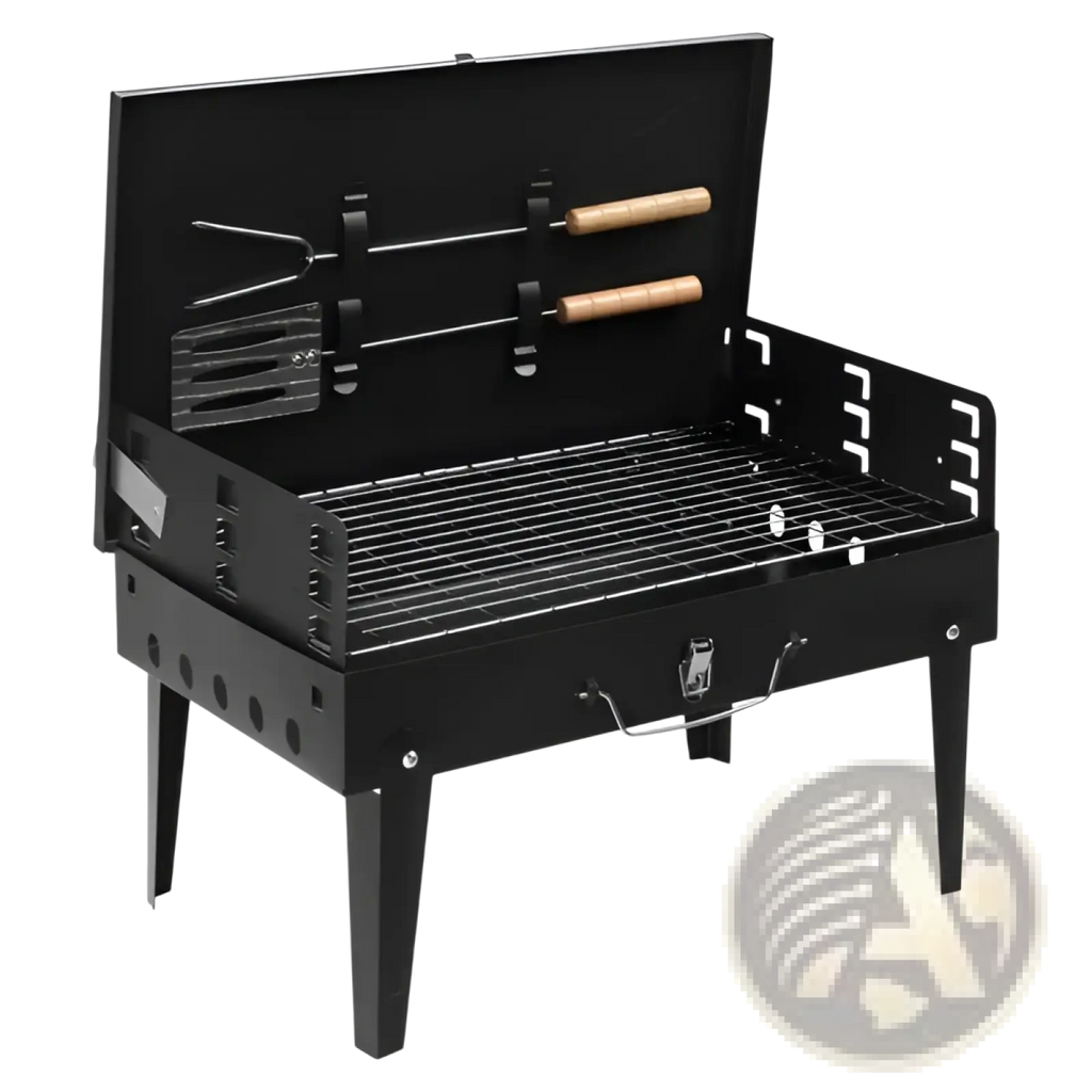 Portable Charcoal Grill 44cm Folding Square Bbq Steel
