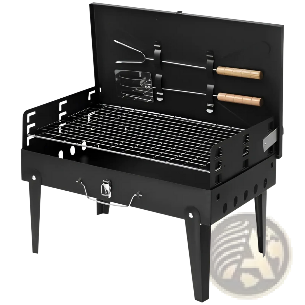 Portable Charcoal Grill 44cm Folding Square Bbq Steel