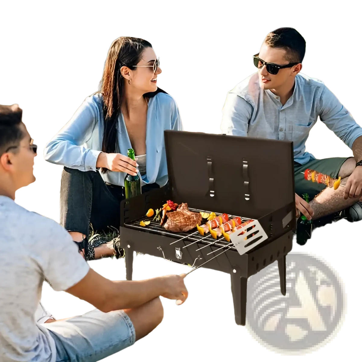 Portable Charcoal Grill 44cm Folding Square Bbq Steel