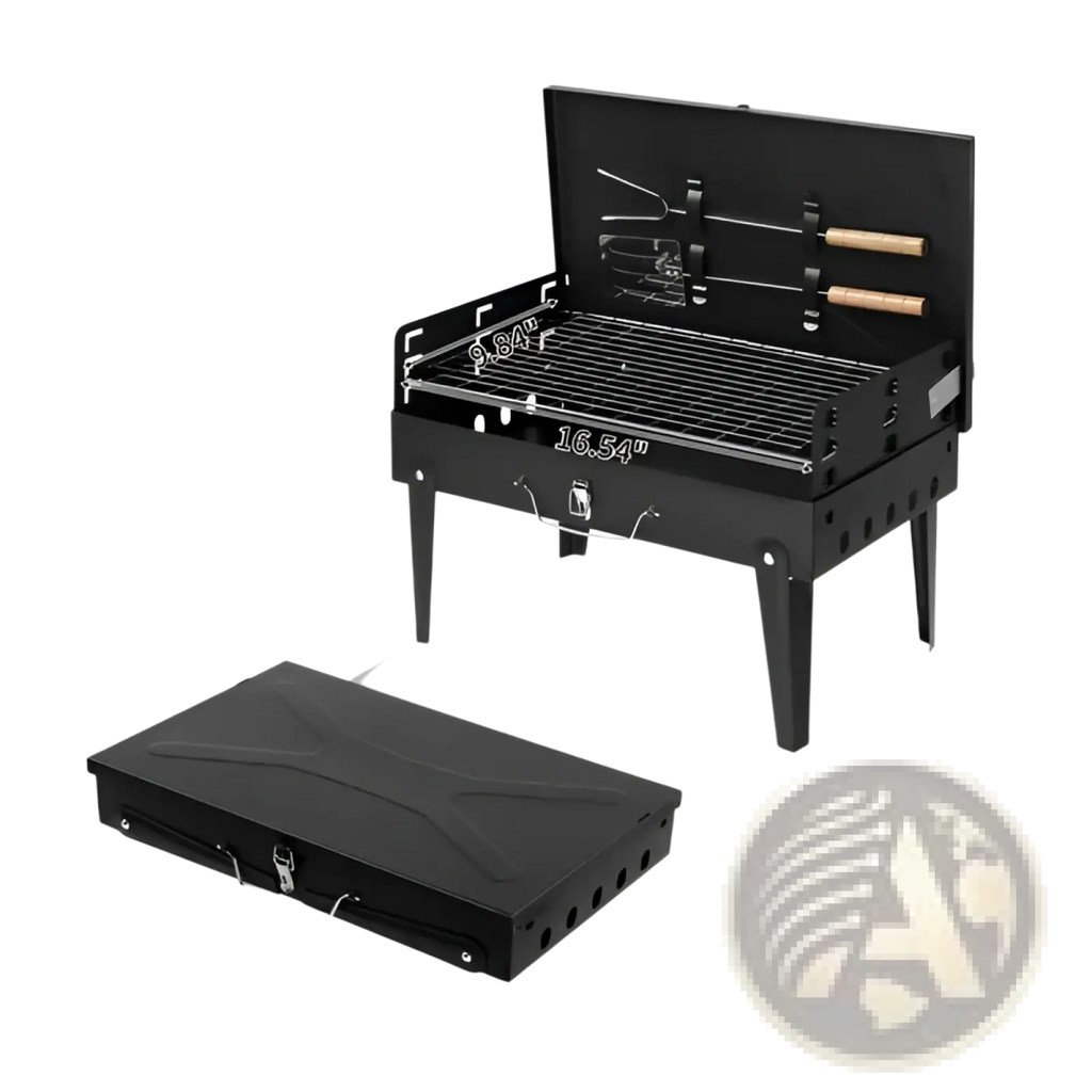 Portable Charcoal Grill 44cm Folding Square Bbq Steel