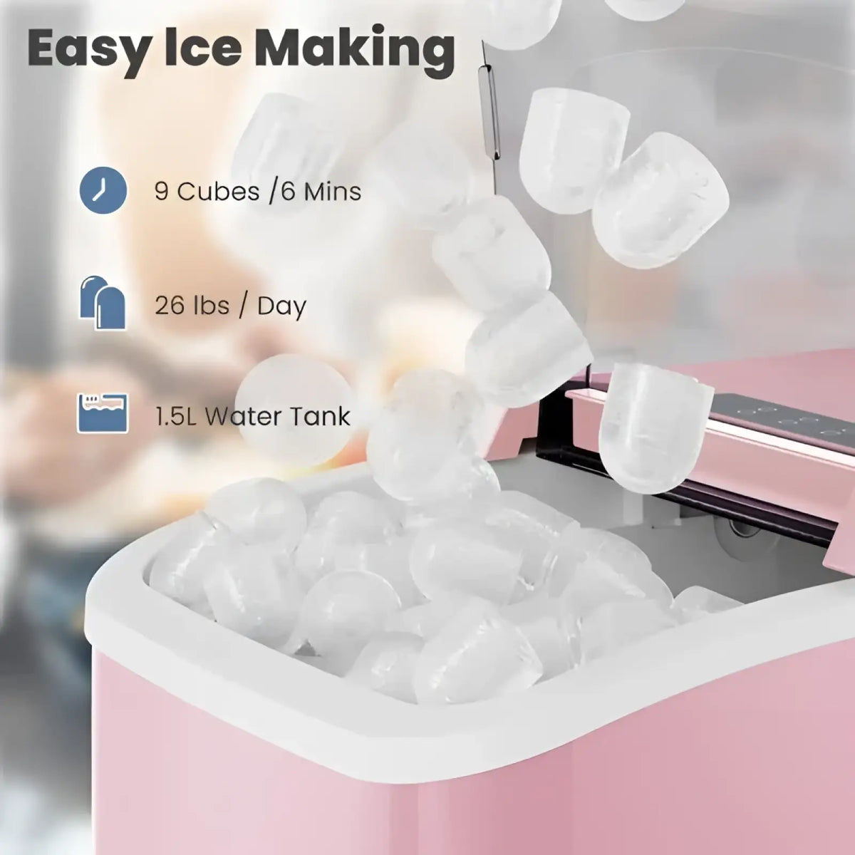 Portable Ice Maker 26lbs Self Cleaning Bullet Machine