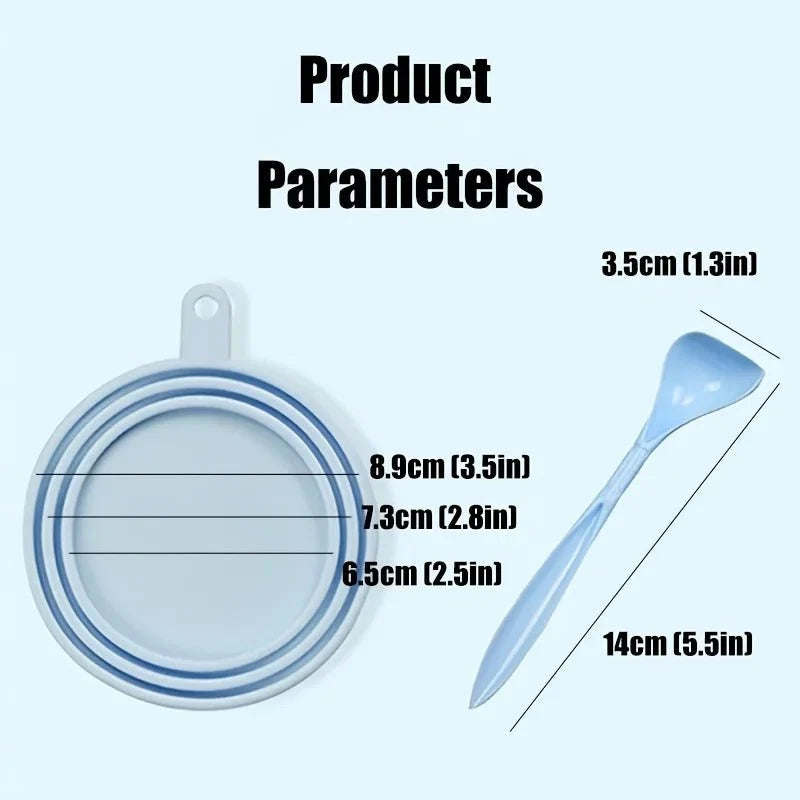 Portable Silicone Pet Food Lid and Spoon Set | 2-in-1 Can Cover and Sealer for Dogs and Cats