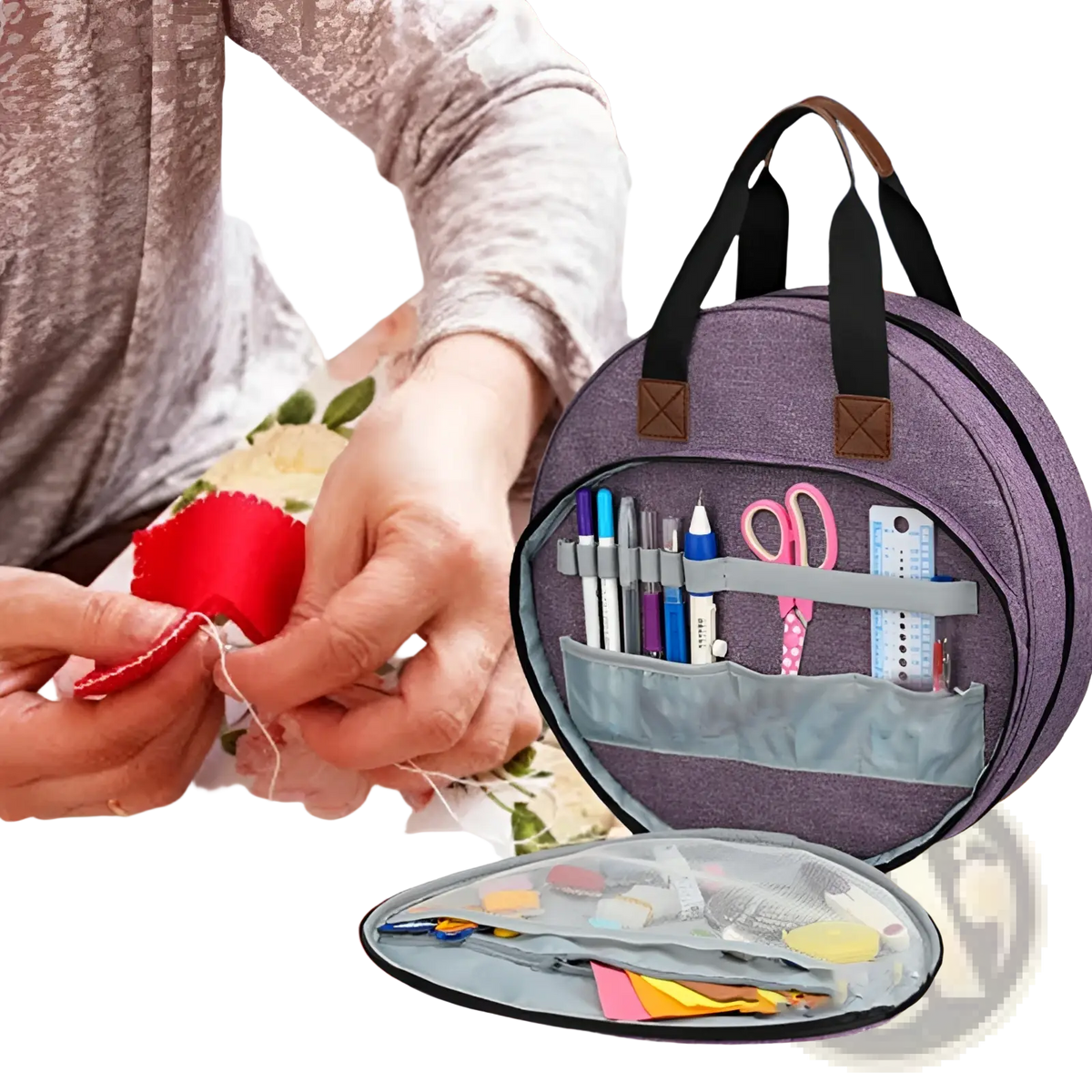 Premium Circular Embroidery and Craft Tool Storage Tote