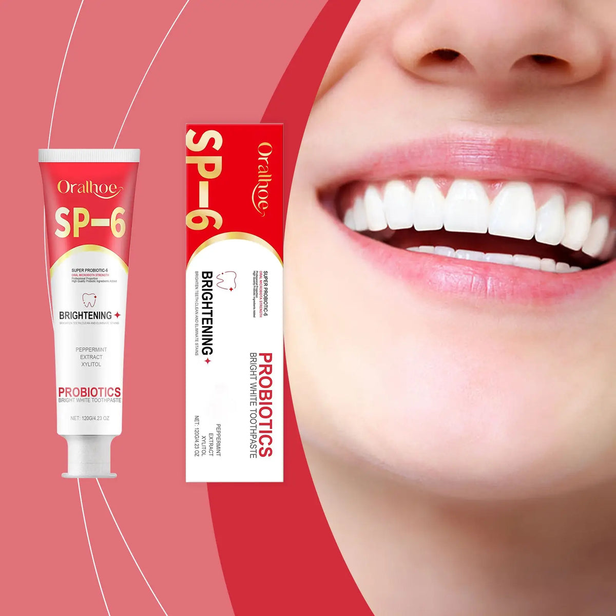 Probiotic Brightening Toothpaste with Peppermint Extract