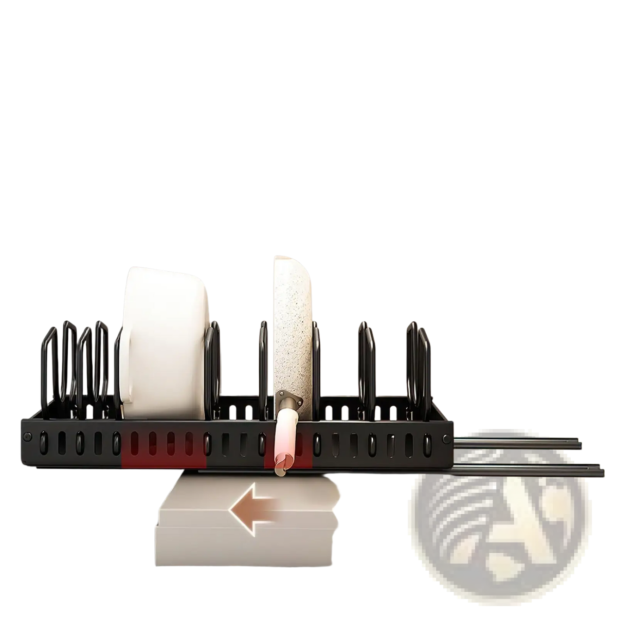 Pull out Pots and Pans Organizer with 8 Dividers