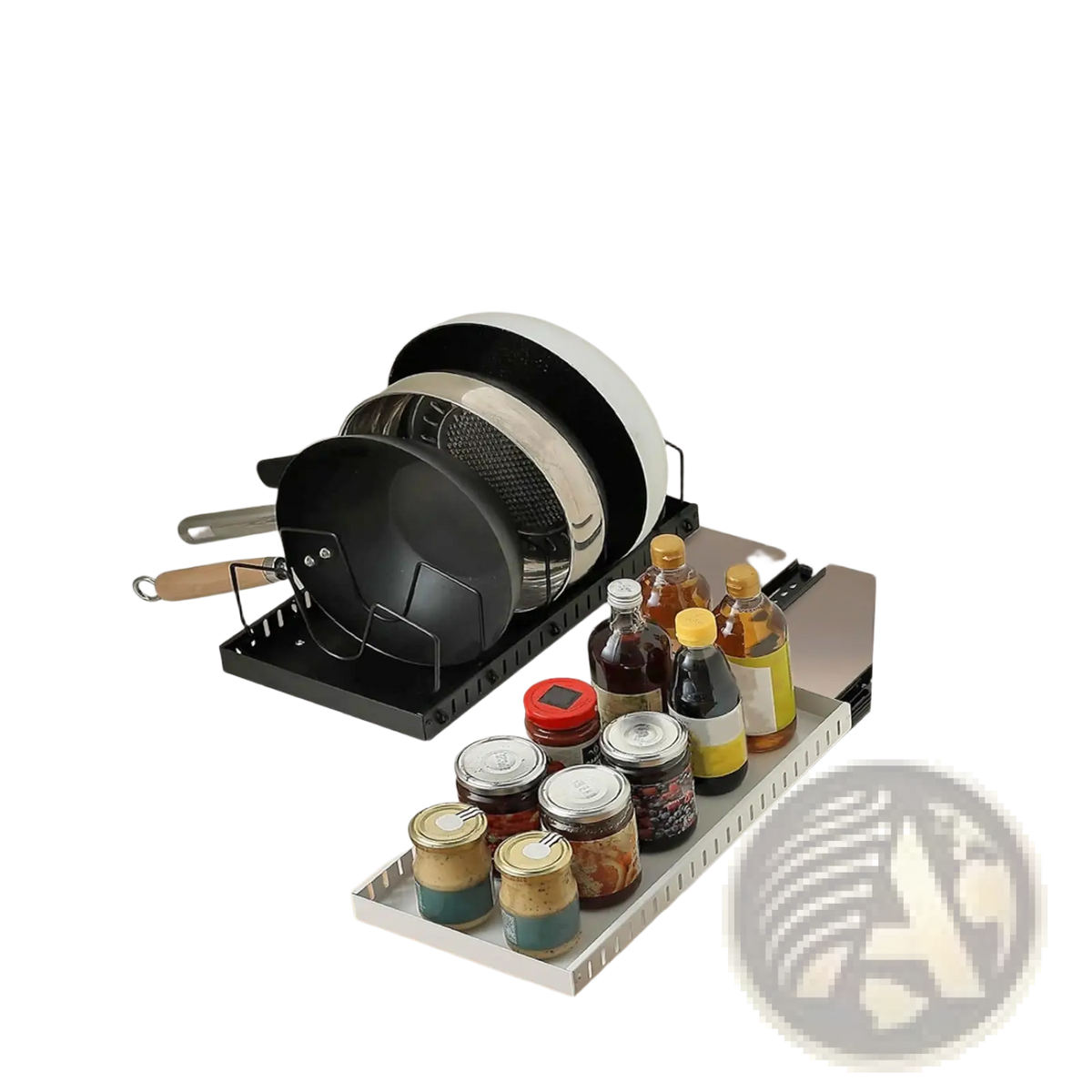 Pull out Pots and Pans Organizer with 8 Dividers