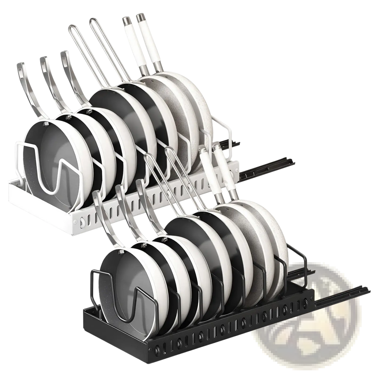 Pull out Pots and Pans Organizer with 8 Dividers