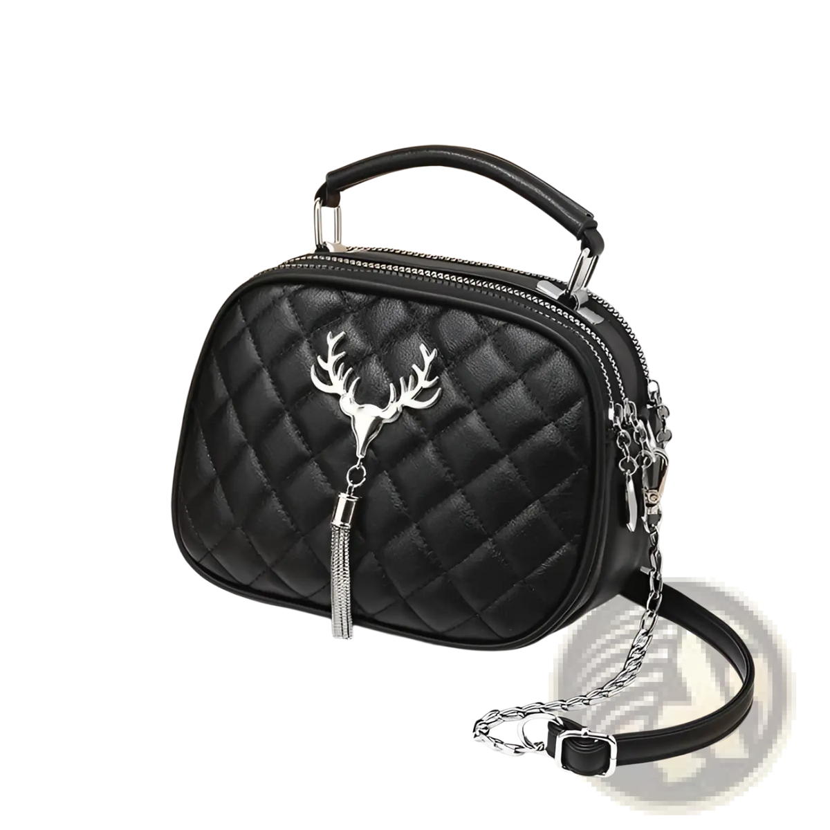 Quilted Handbag with Silver Hardware Chain Strap