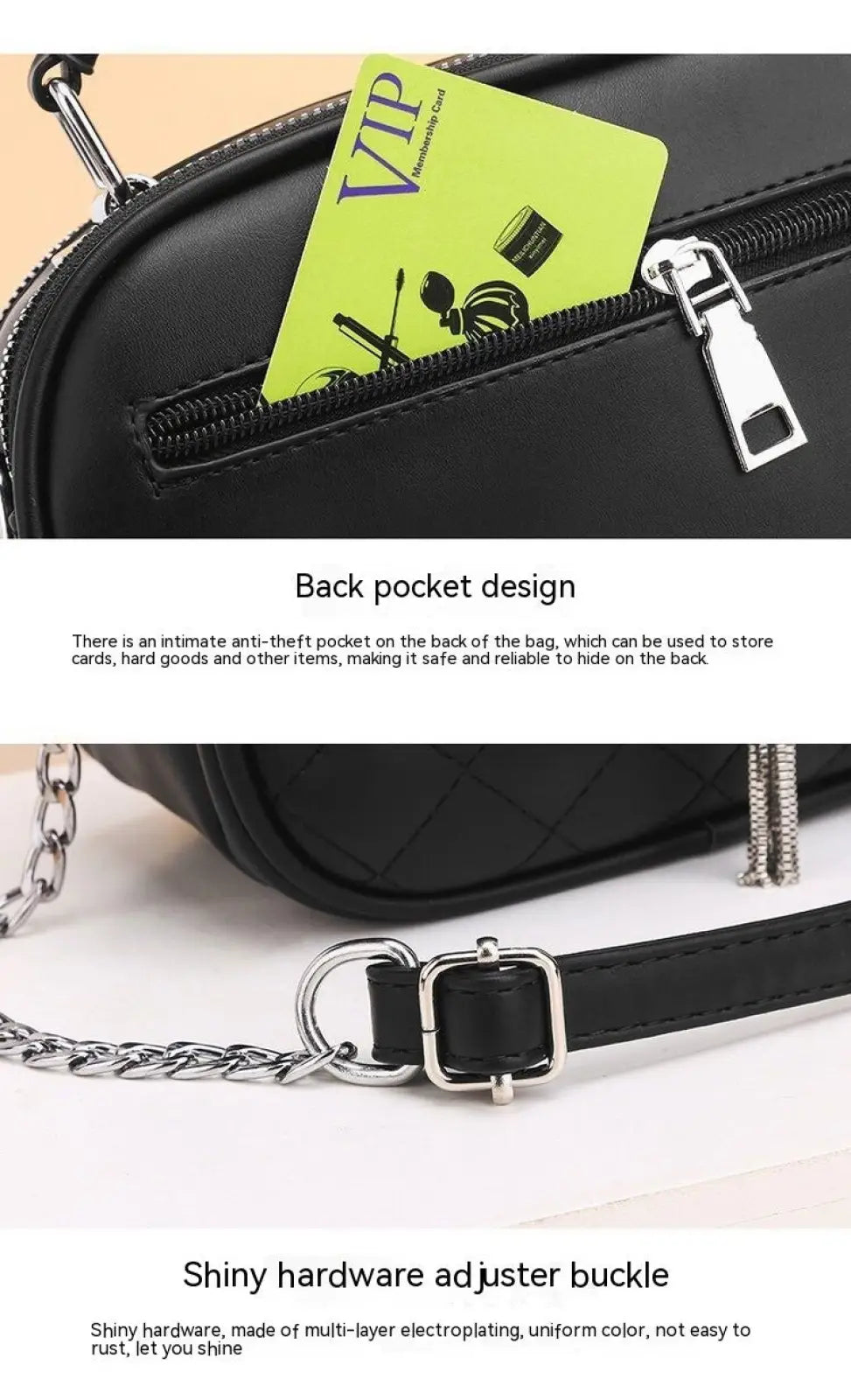 Quilted Handbag with Silver Hardware Chain Strap