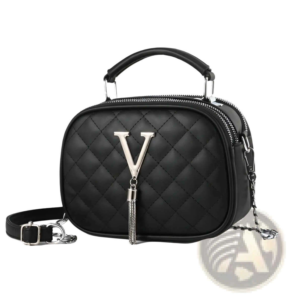 Quilted Handbag with Silver Hardware Chain Strap