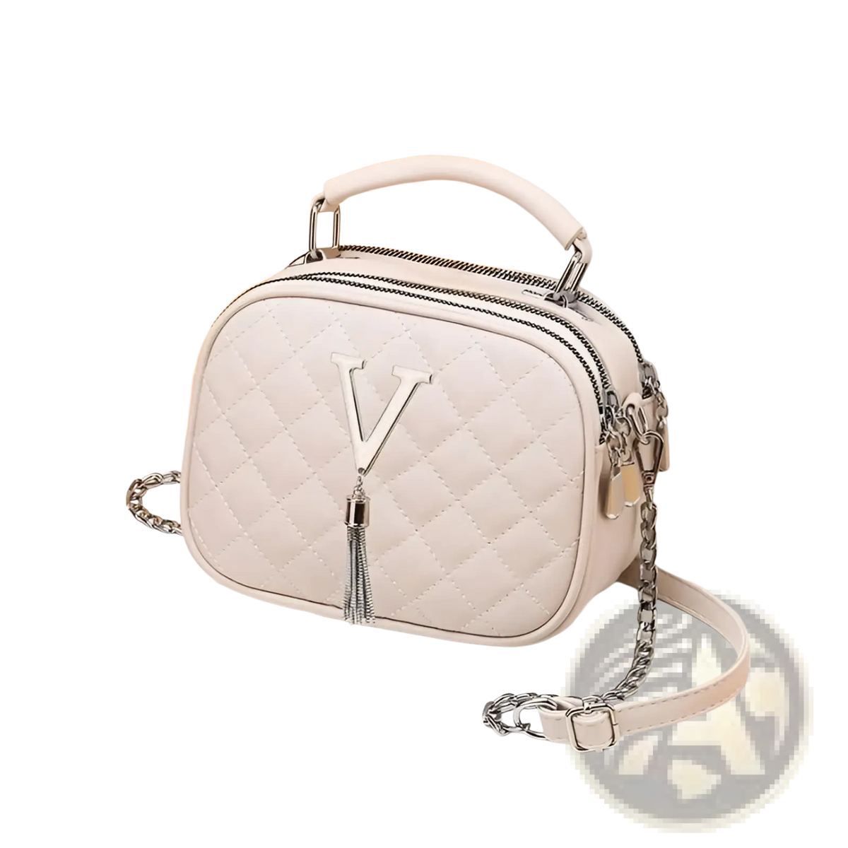 Quilted Handbag with Silver Hardware Chain Strap