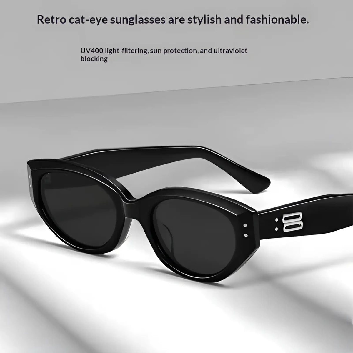 Retro Cat Eye Uv400 Sunglasses with Glossy Modern Frames