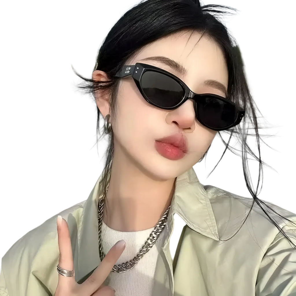 Retro Cat Eye Uv400 Sunglasses with Glossy Modern Frames