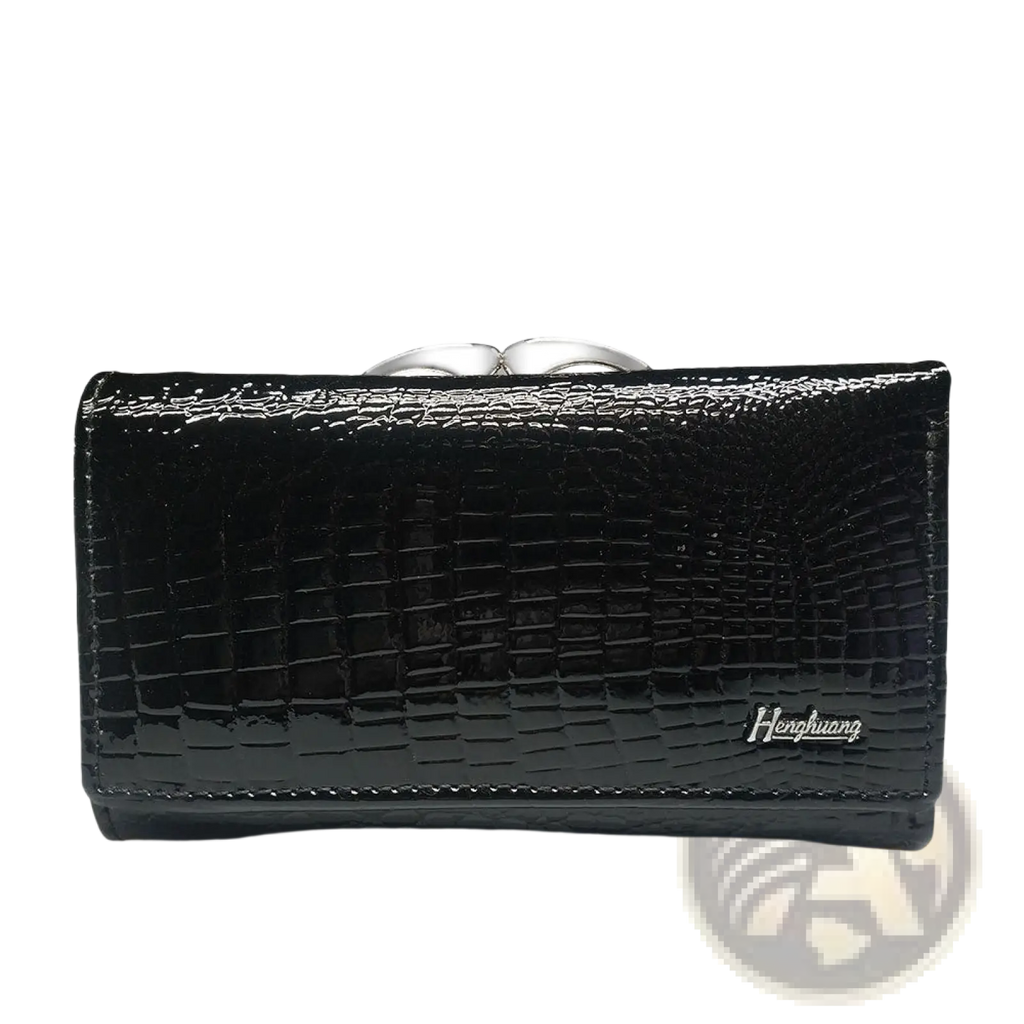 Retro Crocodile Pattern Leather Trifold Wallet with Clasp