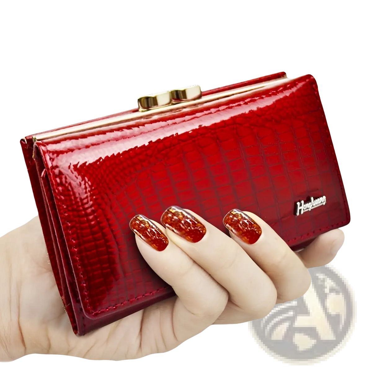 Retro Crocodile Pattern Leather Trifold Wallet with Clasp