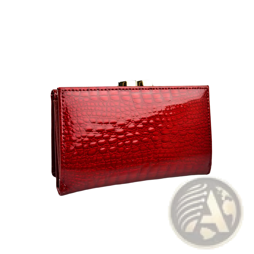 Retro Crocodile Pattern Leather Trifold Wallet with Clasp