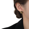 Retro Enamel Knot Stud Earrings with Glossy Finish