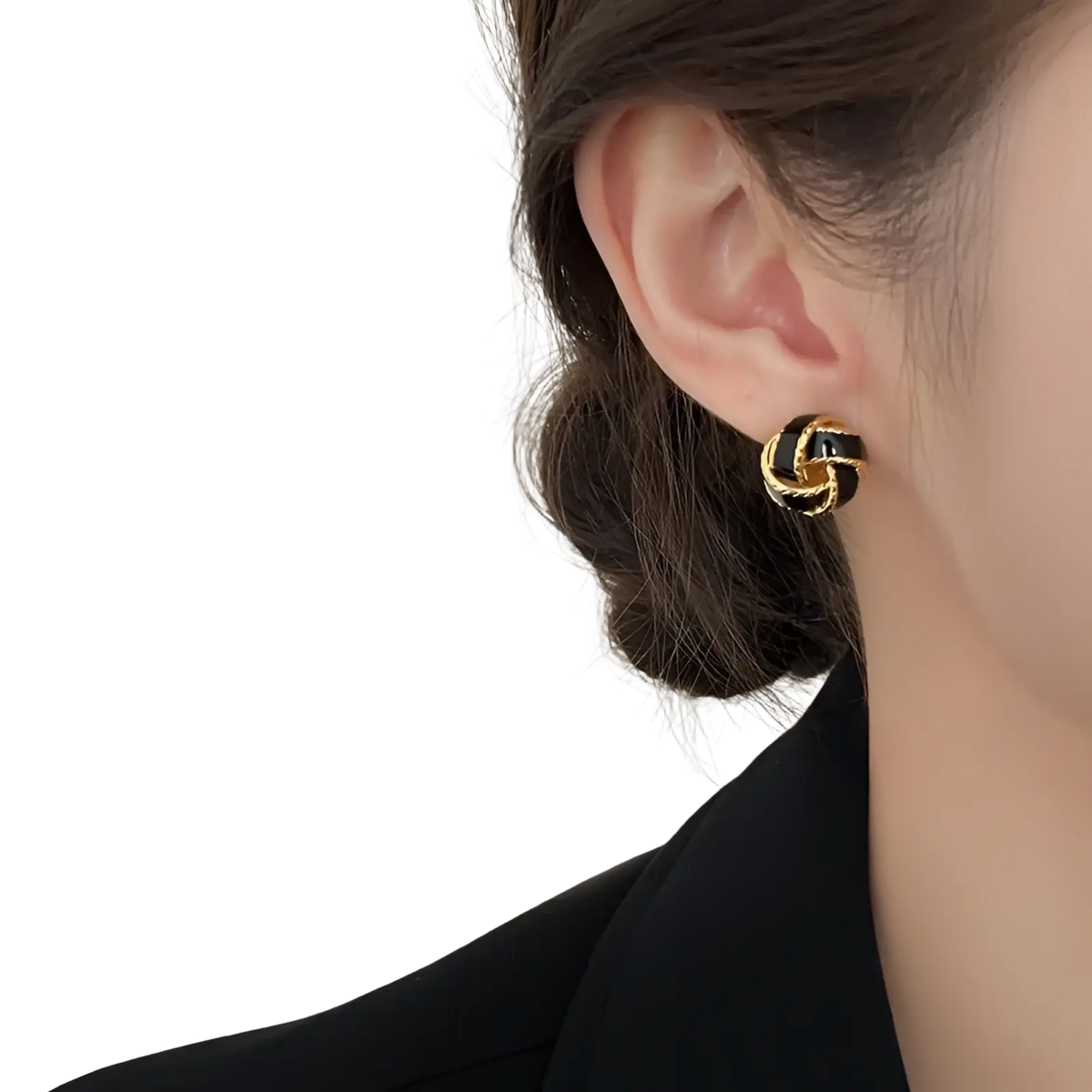 Retro Enamel Knot Stud Earrings with Glossy Finish