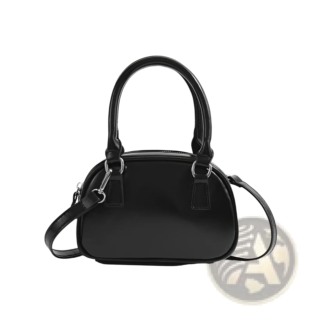 Retro Glossy Pu Leather Small Square Handbag 20cm