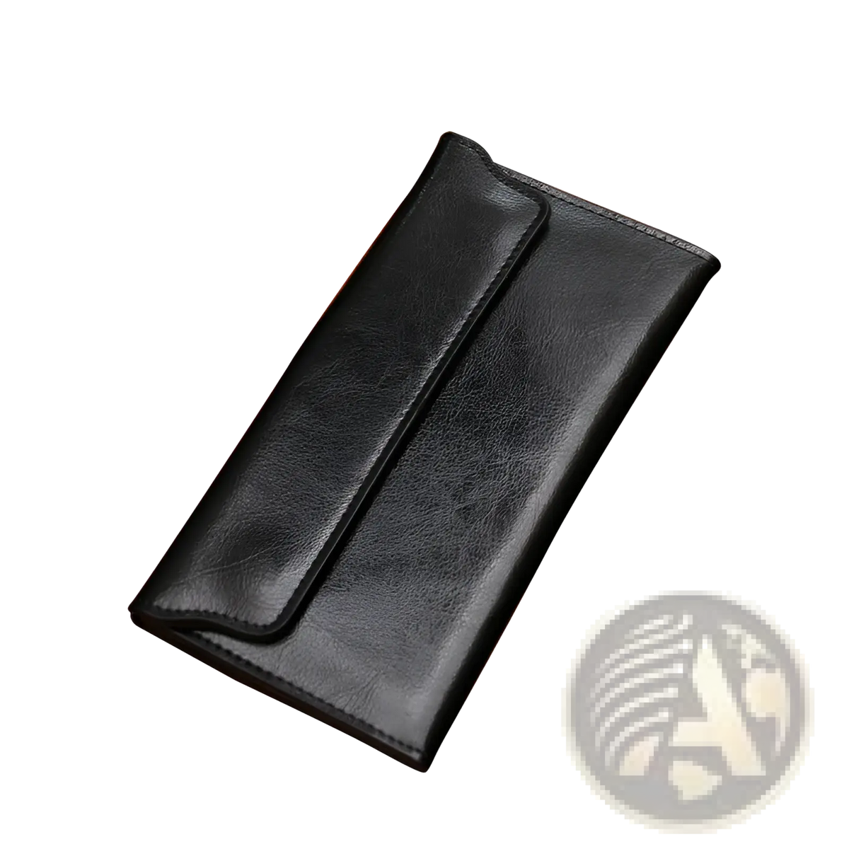 Retro Slim Cowhide Leather Flap Wallet with Contrast Stitching