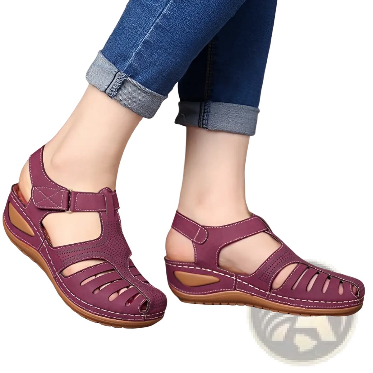 Retro Wedge Sandals Women's Plus Size T-strap Shoes