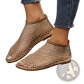 Rhinestone Mesh Flat Ankle Boots for Women