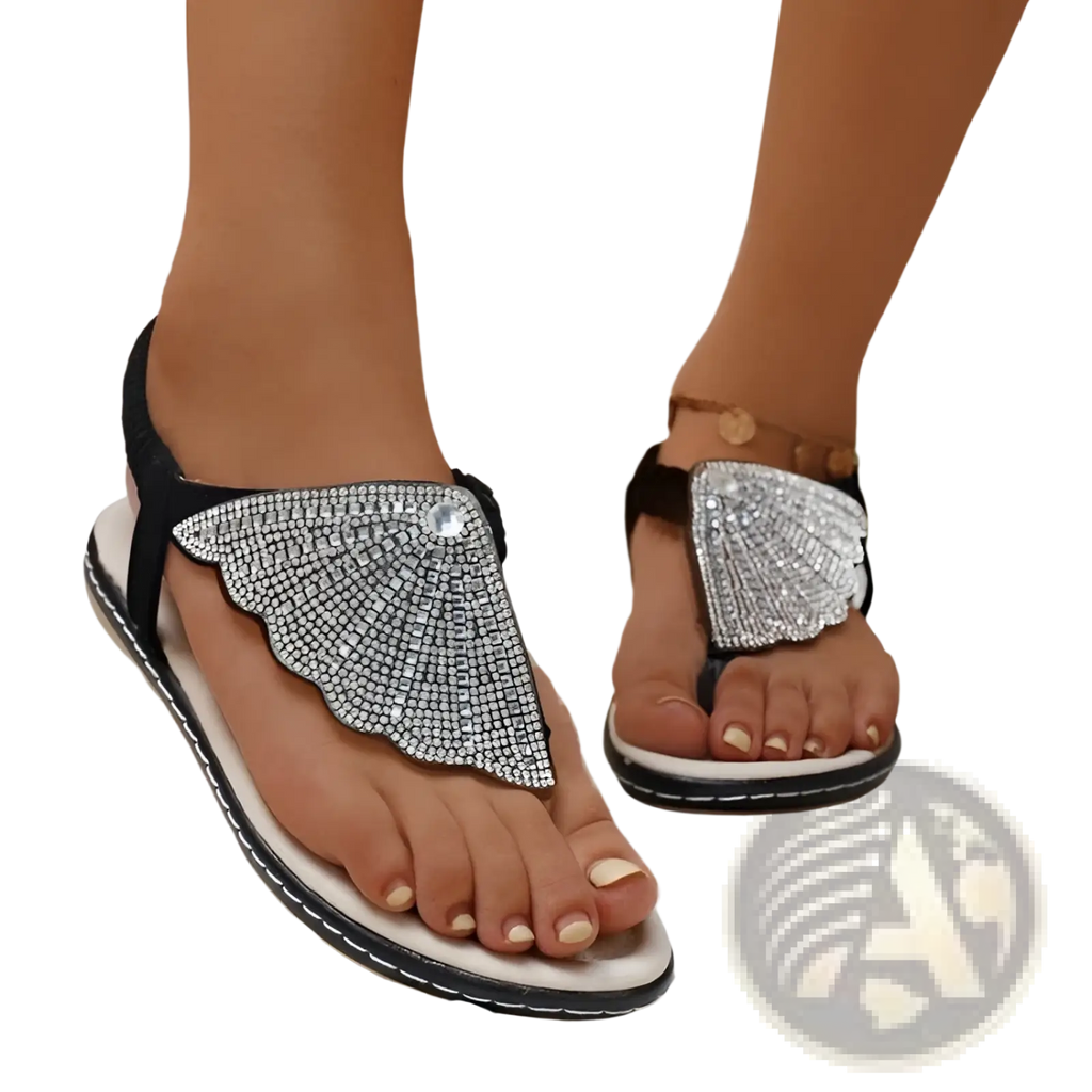 Rhinestone Shell Flip Flops Women Summer Beach Sandals