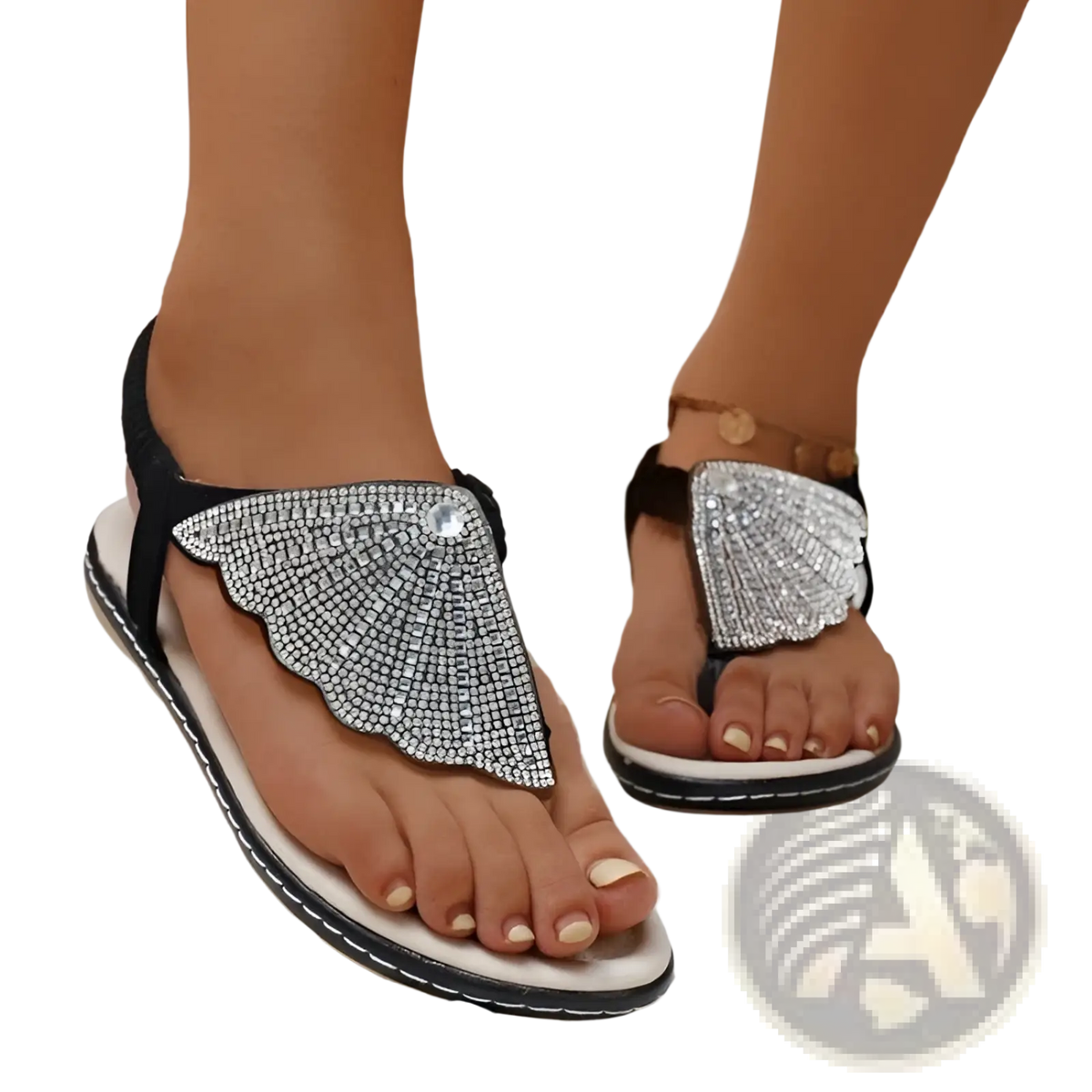 Rhinestone Shell Flip Flops Women Summer Beach Sandals