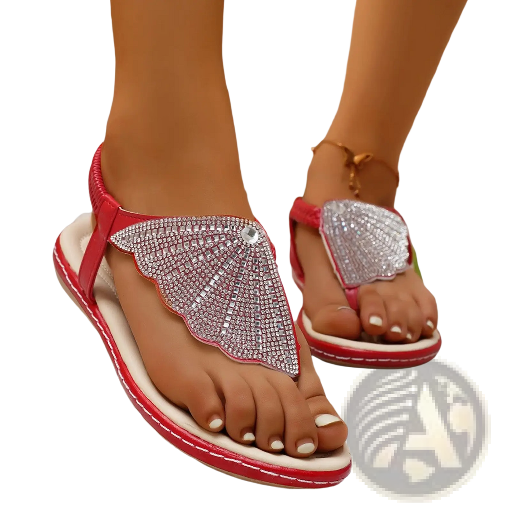 Rhinestone Shell Flip Flops Women Summer Beach Sandals