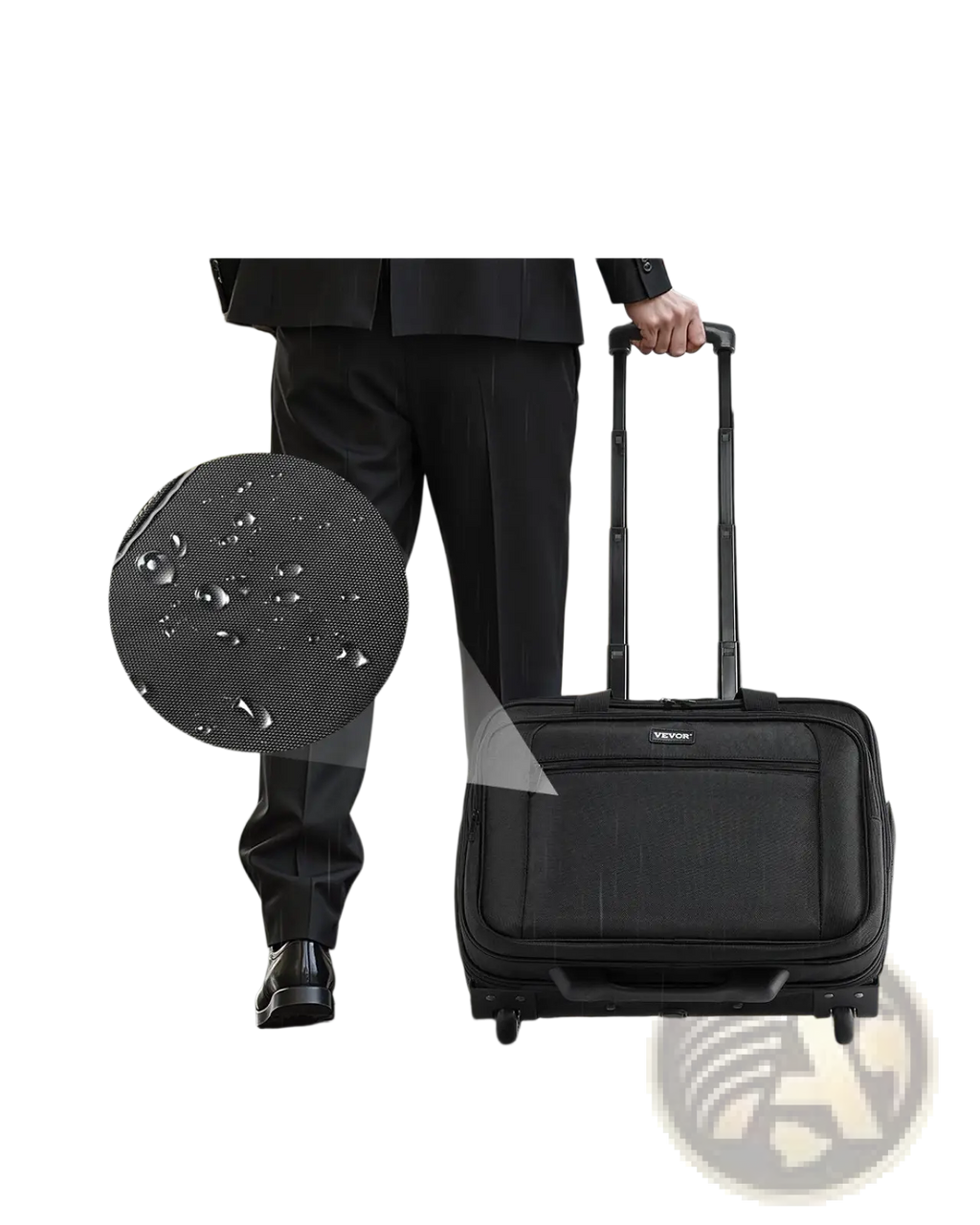 Rolling Laptop Bag 15.6 Inch Wheeled Briefcase Black
