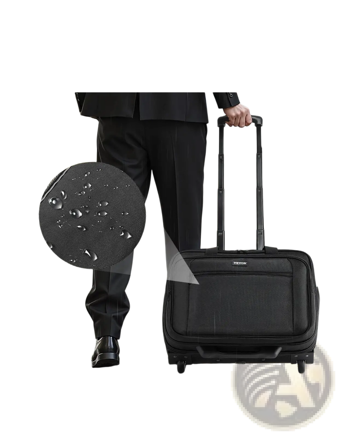 Rolling Laptop Bag 15.6 Inch Wheeled Briefcase Black