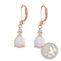 Rose Gold Opal Teardrop Earrings with Diamond Accents